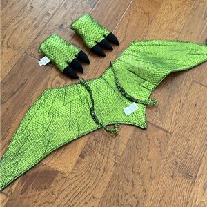 HANNA ANDERSSON Green Dragon Wings and Claw Costume Set